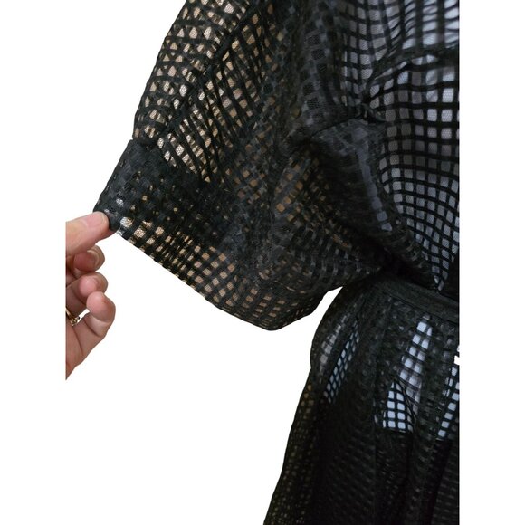 Urbanic Black Mesh Button-Up Cover-Up Dress M goth grunge whimsygoth beachwear - Picture 5 of 9